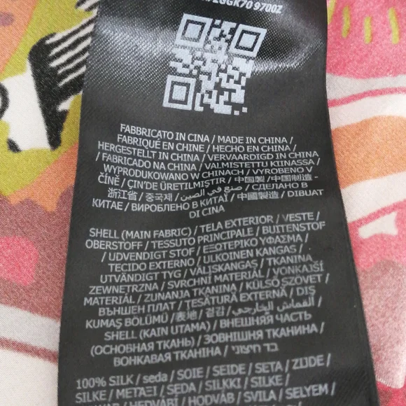 100% Silk Marciano Red Multi Paisley V-Neck Long Sleeve Maxi Dress size 02 - Picture 9 of 9